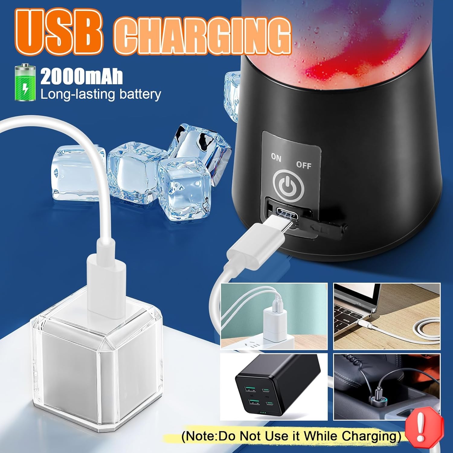 Portable Blender, Personal Size for Shakes and Smoothies with 6 Ultra Sharp Blad