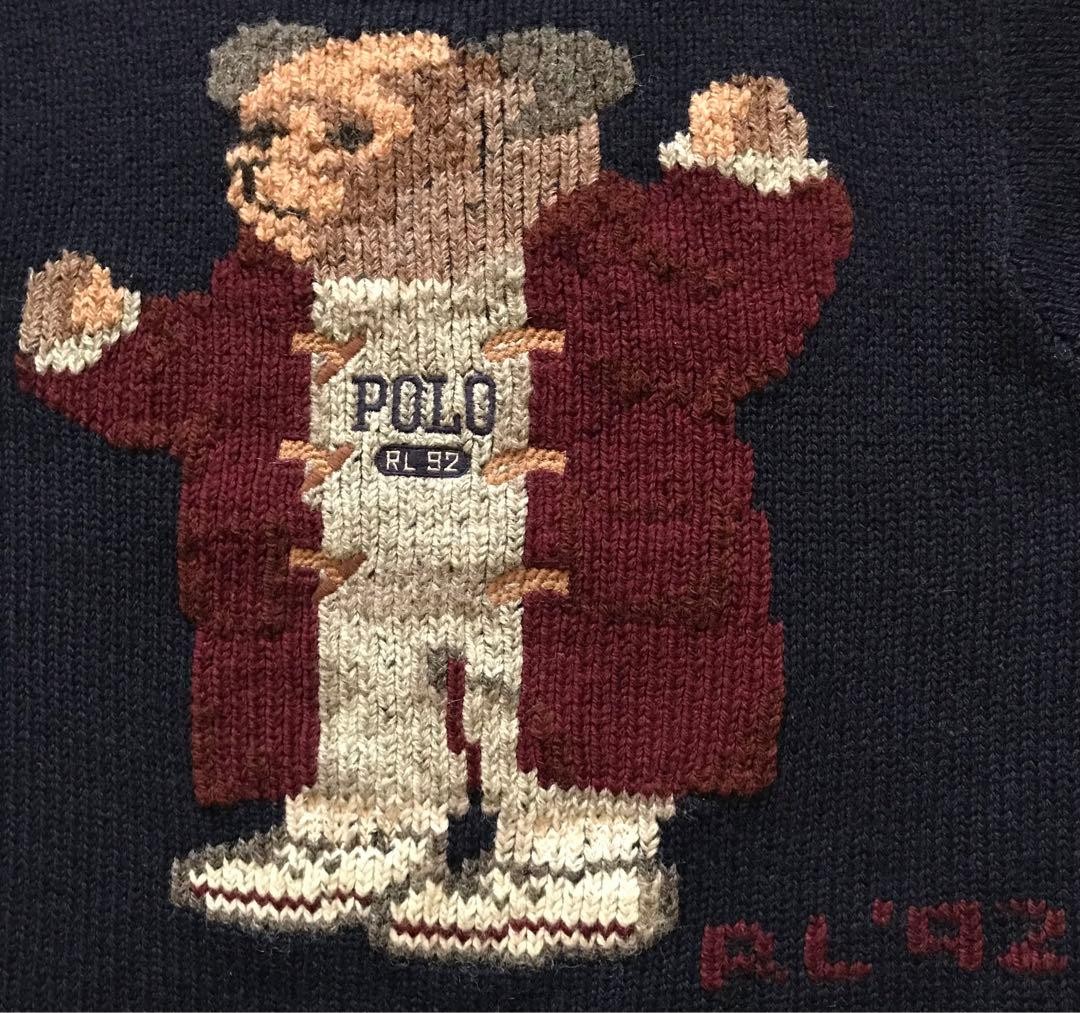 90s vtg Ralph Lauren Polo Bear knit sweater size S RL'92 1992 image 7