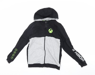 Xbox Boys Black Grey Hoodie Jacket 13-14 Gaming Full Zip UK