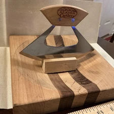 The ULU Factory Alaska Cutlery Mezzaluna Knife and Chopping Bowl Set With Stand