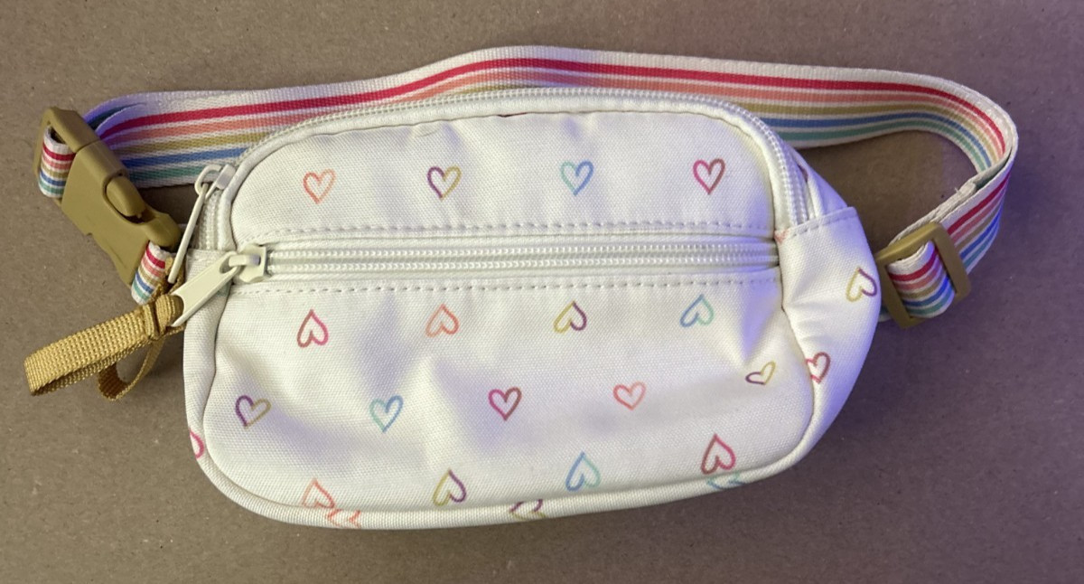 Cat & Jack Kids Rainbow Hearts Fanny Pack Adjustable Waist Bag