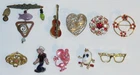 Lot of 10 Vintage Costume Jewelry Brooches- NR!