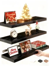 ® Floating Shelves for Wall, 15" Rustic Wood Deep Wall Mounted Shelves with I...