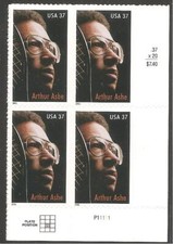 # 3936 2005 37¢ Arthur Ashe MNH PB(4) P11111 LR