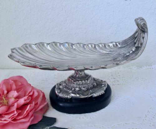 Vintage John Richard Shell Dish Compote Silver Plated Black Marble Base JRA-6879 - Picture 1 of 12