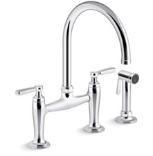 Kohler Edalyn K-28356-CP Widespread Bridge Kitchen Faucet Spray Polished Chrome