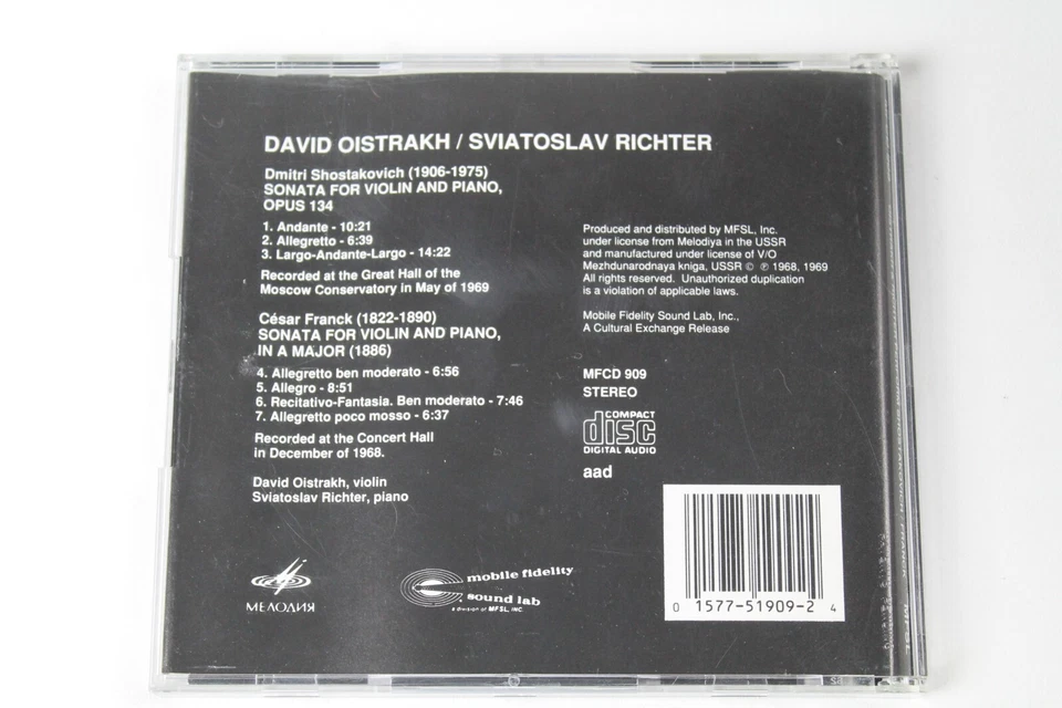 Oistrakh Richter Perform Shostakovich Franck Sonatas for Violin and Piano MFSL Foto 3 de 3