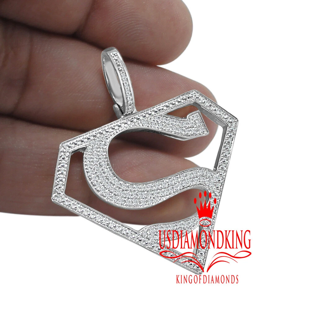 White gold superman pendant deals