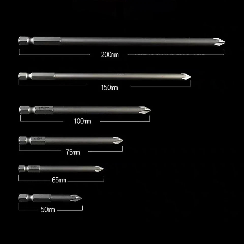 Phillips 1/4" Hex Security Bit Set Screwdriver Bits 75mm 100mm 120mm Long Reach - Image 2 of 4