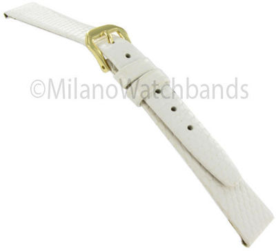 12mm Kreisler Lizard Grain White Flat Genuine Leather Ladies Watch Band BOGO!