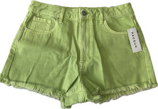 Pacsun Denim Shorts Frayed Hem Womens Size 27 Green High Rise Festival