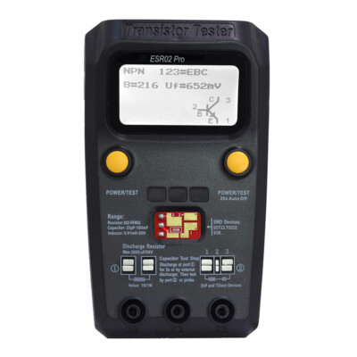 ESR02 Pro SMD Chip Component Inductance ESR Meter Digital Transistor Tester