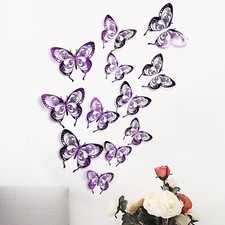 12 pcs 3d Purple New Model butterfly wall decor, party, wedding, diy