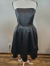 David's Bridal Size 10 Dress Black Sequin Fit Flare Strapless Bridesmaid 