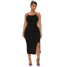 Helena High Neck Midi Dress Black Women's Size Large