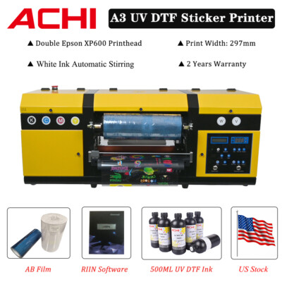 2 IN 1 A3 UV DTF Printer Sticker Printer Varnish Transfer Printing Double Nozzle