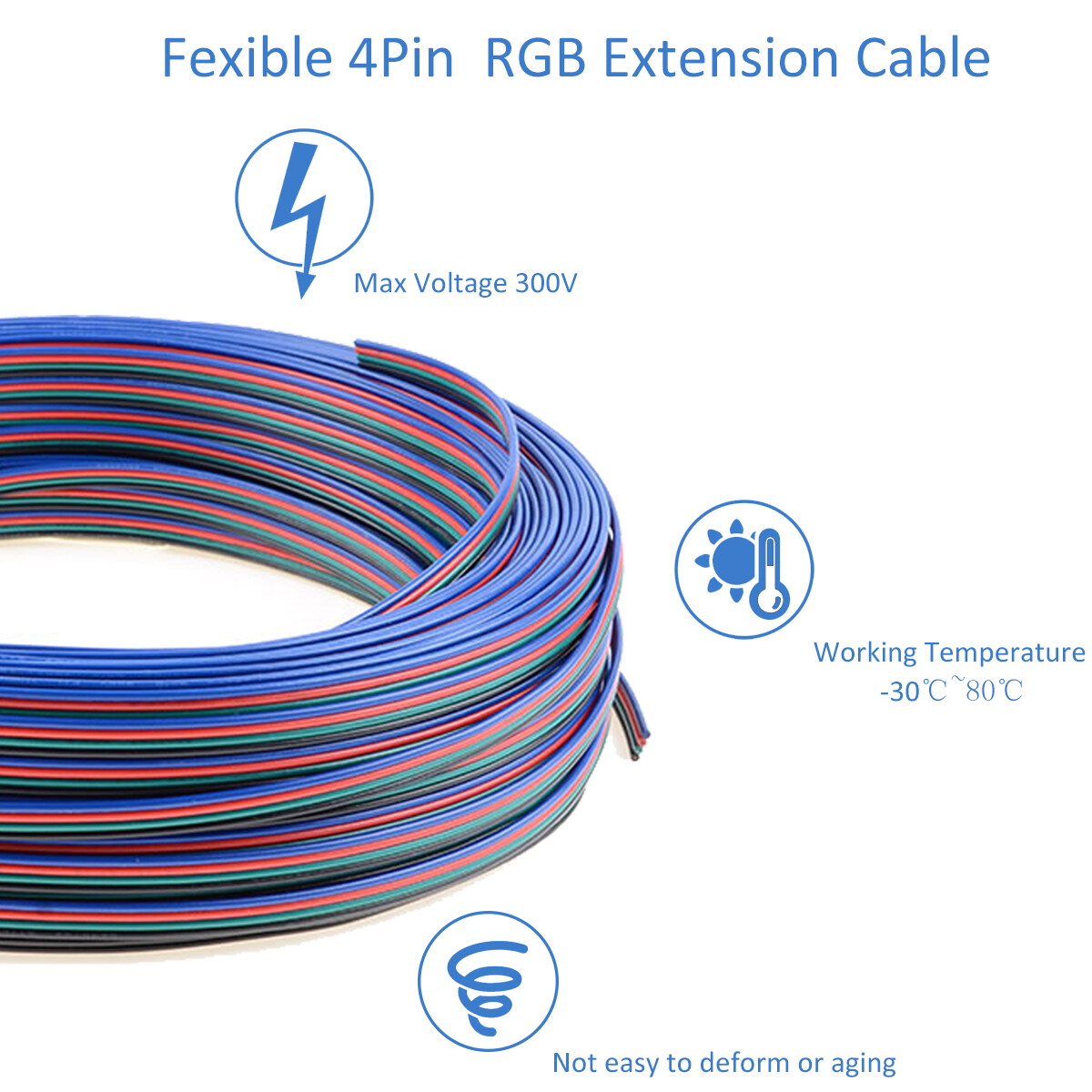 WOW 20M 4 Pin Wire Extension Connector Cable Cord for 3528 5050 RGB
