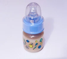 2oz Sealed Blue Reborn Baby Chocolate Milk Bottle w/NO HOLE NIPPLE! Preemie Size