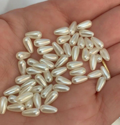 100 Hochzeit Cremeweiß Perlen Träne Perlen 8x4 mm Schneiderei Nähen Basteln P16