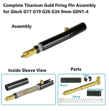 Complete Titanium Gold Firing Pin Assembly for Glock 17 19 26 34 9mm Gen1-4