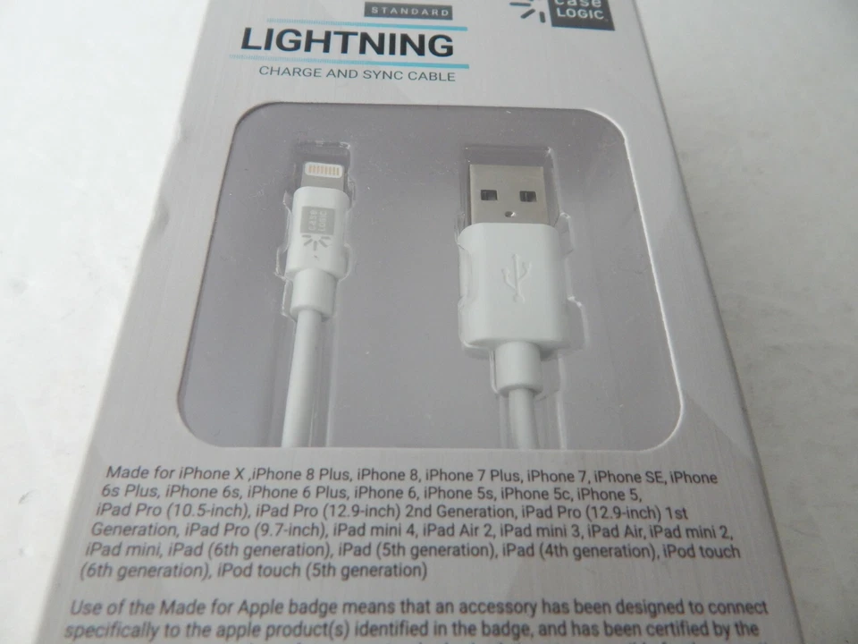 Case Logic Standard Charge & Sync Lighting Cable 10 Feet White New - Image 4 of 4