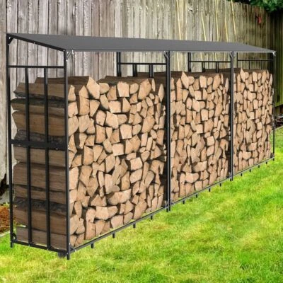 Widen Reinforce Base Firewood Rack Outdoor Heavy Duty Steel Log Rack Wood Holder - Image 1 of 4