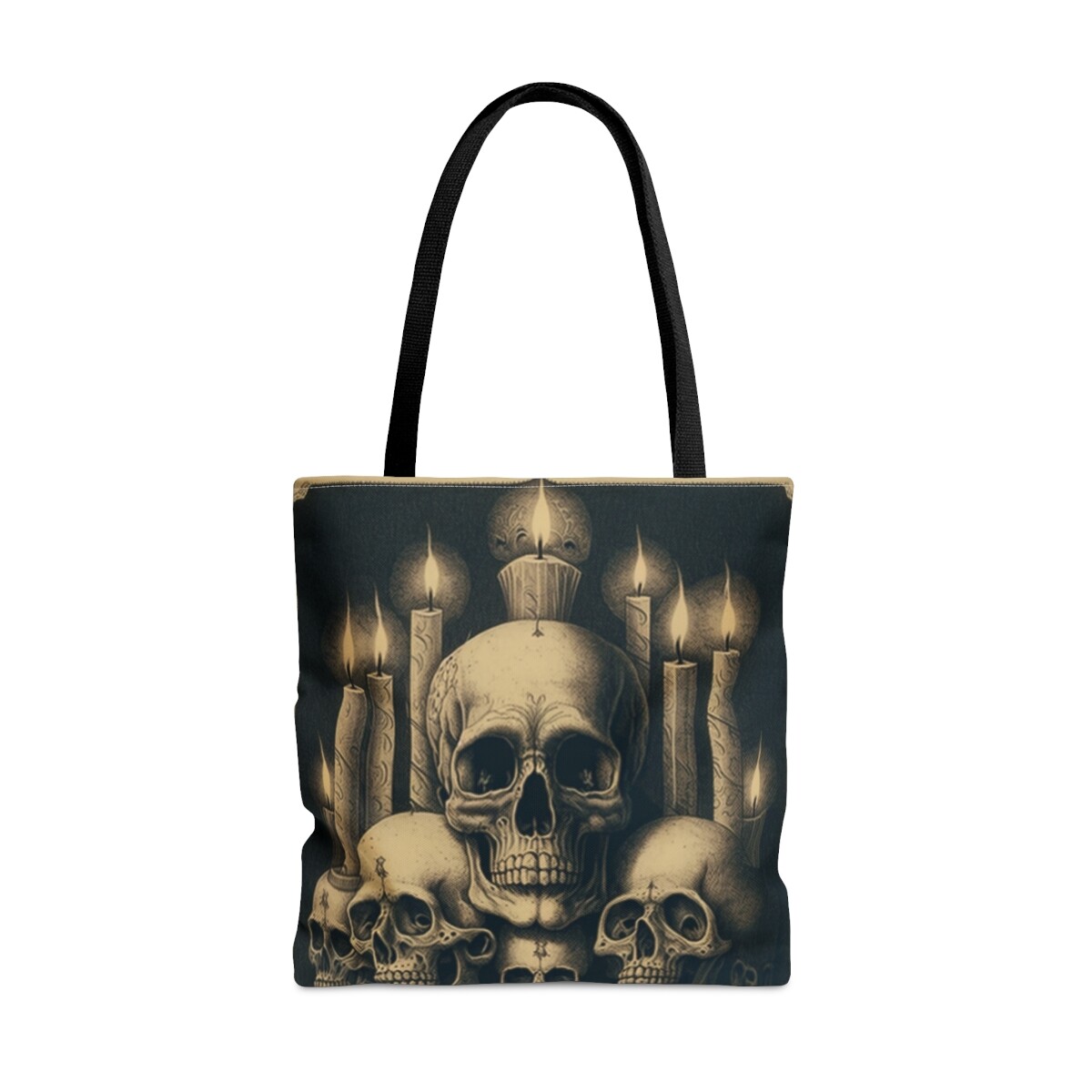 Halloween Retro Skull Print Tote Bag Scary Trick or Treat Design-image
