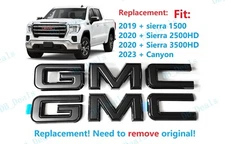 2PC Front Rear ALL Black Emblem 2019-2024 GMC Sierra 1500 2500HD 3500HD Canyon