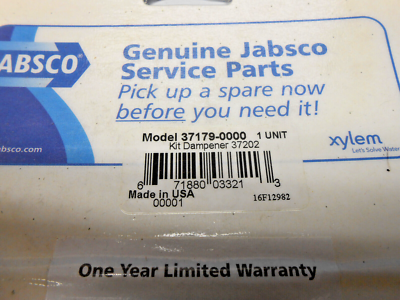 Jabsco Pulsation Dampener Kit 37179-0000 for 37202, 37205, 37215