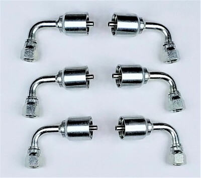 6 Hydraulic Hose Fittings - 3/8 ID Hose X -06 JIC 90 Degrees