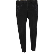 Cache Women's Studded Black Skinny Jeans Cotton Blend Size 4 ankle zip