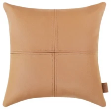 AYRA ITALIA Decorative Leather Pillow Cushion Cover 20x20 inches Peru Tan Color