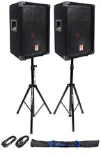  2 Rockville RSG8 8  300 Watt 2-Way 8-Ohm Passive DJ PA Speaker Stands Cables