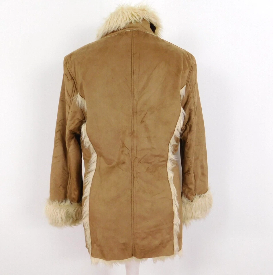 Chaqueta de gamuza sintética marrón pálido Diva talla M/L cuello de piel sintética Foto 4 de 4
