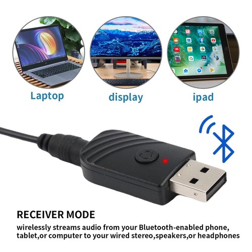 USB Bluetooth 5.0 Audio Transmitter Receiver Adapter For TV PC Car AUX F5K6 UK - Picture 2 of 9