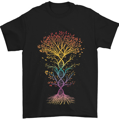 Buntes DNA Baum Biologie Wissenschaft Herren T-Shirt 100% Baumwolle