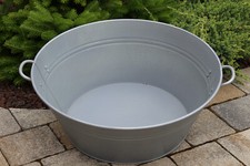 stabile, runde Zinkwanne Pflanzschale Pflanztopf Pflanzkübel bis 53cm zinkgrau