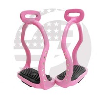 ALUMINUM DOUBLE BENT PINK STIRRUPS HORSE RIDING