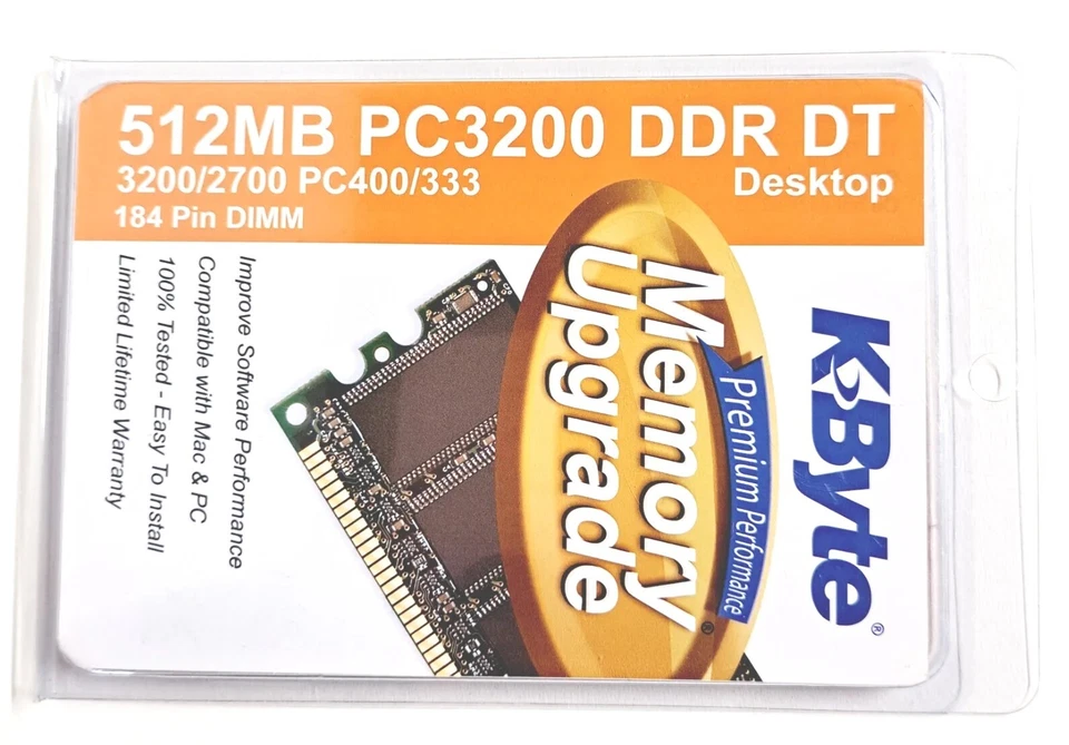 NEW KByte Computer Memory Upgrade 512MB DDR PC3200/2700 PC400/333 184 Pin DIMM  - Image 3 of 3
