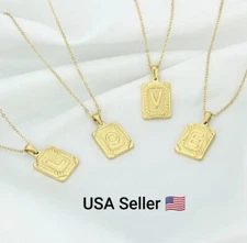 Yellow Gold Plated Stainless Steel Initial Letter A-Z Pendant Necklace Chain New