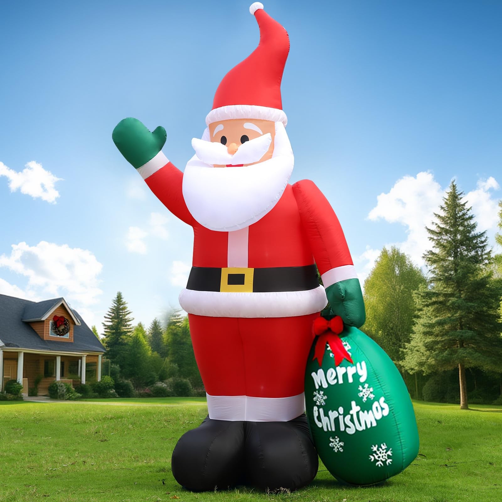 10 FT Christmas Inflatable Santa Claus Outdoor Decor for Yard, Giant Blow up ...