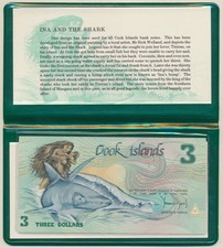 Cook Islands: 1987 $3 P-3a UNC in Note Printing Australia Folder