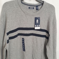 Men's IZod Premium Essentials Sweater Size XL Gray Blue Chest Stripes NWT