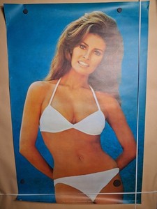 Vtg 70s Raquel Welch Poster White Bikini Pace International England 25x37 *24x36