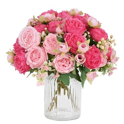 MARTINE MALL 2 Packs Peonies Artificial Flowers, Mixed Pink Artificial Peonie...