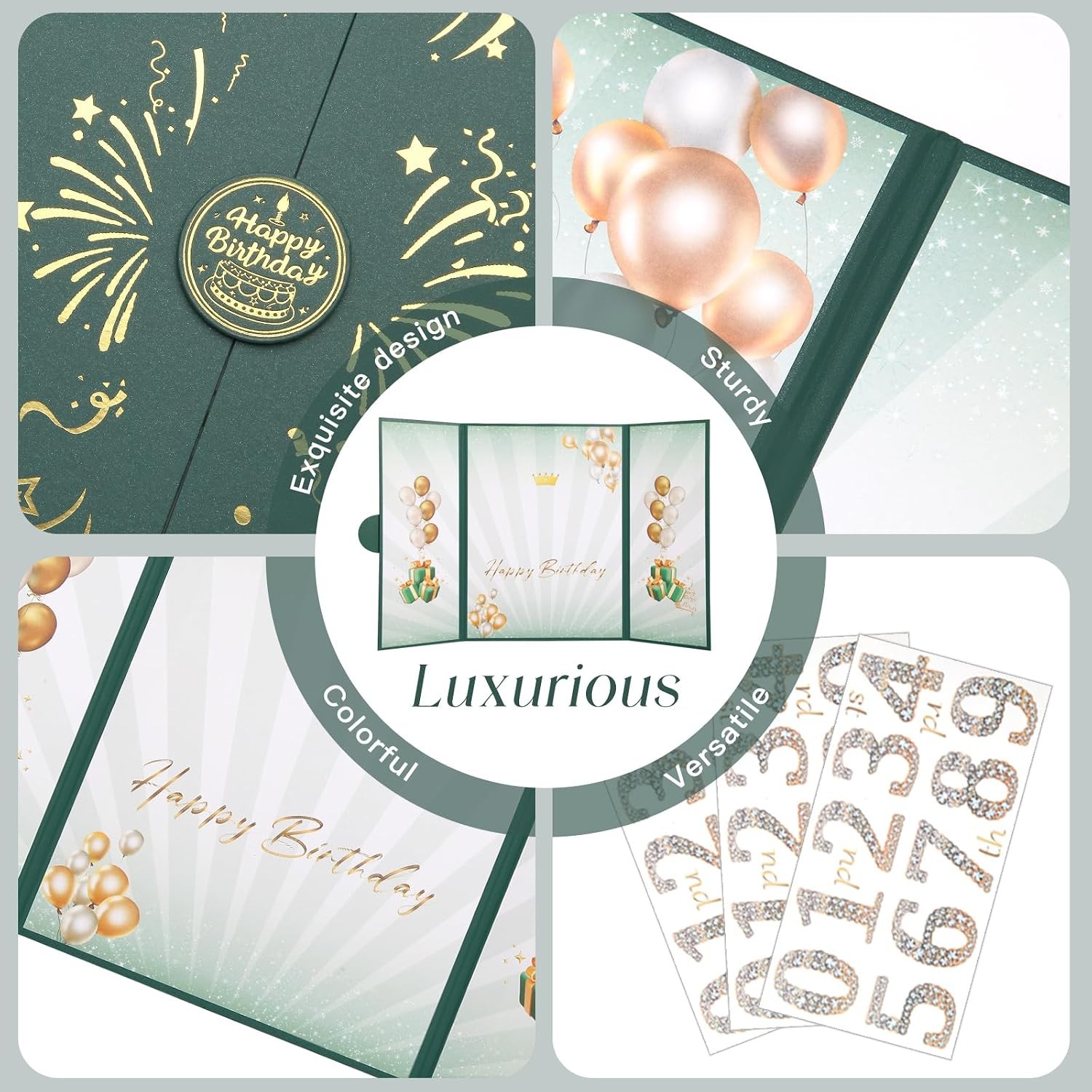 как выглядит Green Gold Birthday Party Decoration 18"x12" Guest Sign in Book Alternative фото