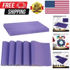 Paper Placemat Disposable, Purple Place Mats with Scalloped Edges, Durable Pa...