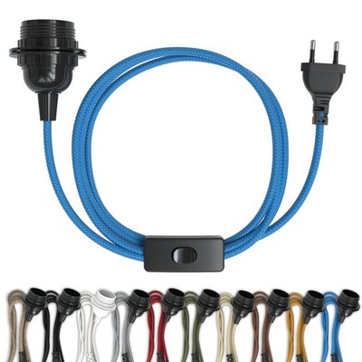 EAZY CASE E27 Lampenfassung 3,5m Kabel Stoffummantelung Schraubring DIY Fassung
