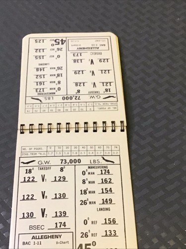 PAIR OF BAC ONE-ELEVEN V SPEEDS CHART BOOKS FOR ALLEGHENY AIRLINES, 1973 - Picture 11 of 13