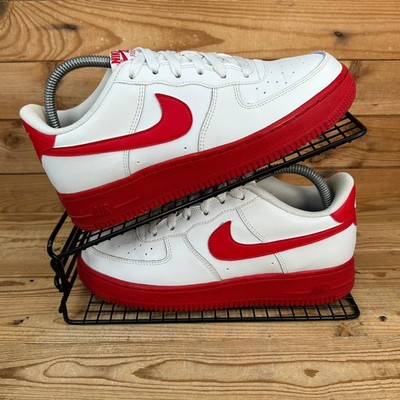 Nike Turnschuhe Damen Größe UK 5,5 Air Force 1 niedrig weiß rot Zwischensohle Leder Schuhe